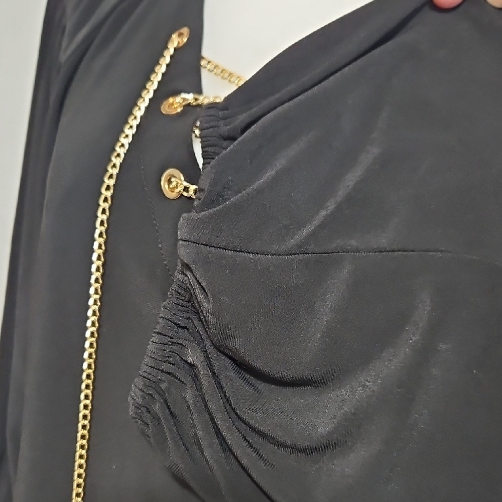 Chic Black Lace-Up Women's Blouse - Picture 5 of 8